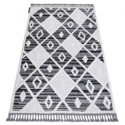 Teppe MAROC P662 Diamanter svart / hvit Frynser Berber marokkansk shaggy