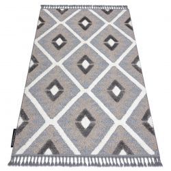 Carpet MAROC P651 Diamonds grey / white Fringe Berber Moroccan shaggy
