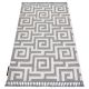 Tapete MAROC P655 labirinto, grego cinzento / branco Franjas berbere marroquino shaggy