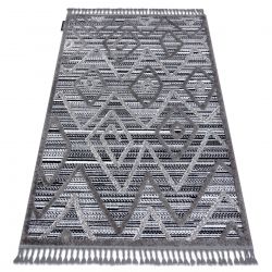 Carpet MAROC P657 Diamonds, Zigzag, Ethnic black / grey Fringe Berber Moroccan shaggy