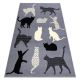 Alfombra BCF FLASH Cats 3996 - Gatos, gatitos gris