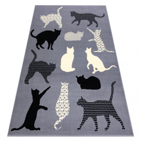 Alfombra BCF FLASH Cats 3996 - Gatos, gatitos gris