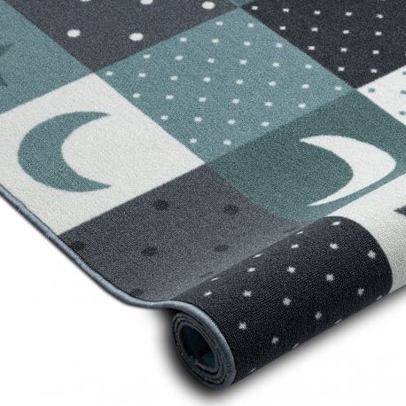 Fitted carpet for kids STARS children's turquoise / grey