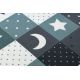 Podna obloga od tepiha za djecu STARS zvijezde, dječji, tirkiz / Siva