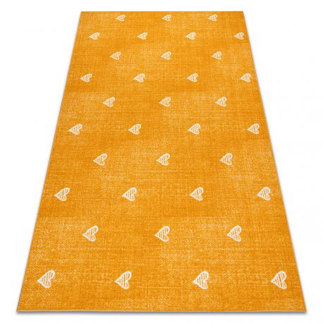 килим за деца HEARTS дънки, vintage сърца - оранжев