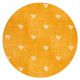Kilimas vaikams HEARTS Apskritas kilimas Išplautas džinsinis audinys, širdys, vaikų - oranžinė