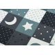 Kulatý koberec pro děti STARS hvězdy tyrkysový / šedá