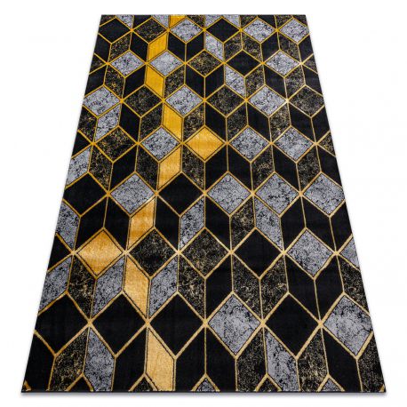 Modern GLOSS Carpet 400B 86 stylish, glamour, art deco, 3D geometric black / gold