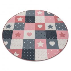 Kulatý koberec pro děti STARS hvězdy, růžový / šedá