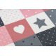 Tepih za djecu STARS krug - zvijezde, dječji, ružičasta / Siva