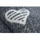 Inpassad matta för barn HEARTS Jeans, vintage hjärtan - grå