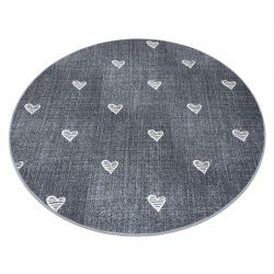 Okrúhly koberec na deti HEARTS Jeans, vintage srdce - sivá
