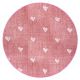 Alfombra para niños HEARTS circulo Jeans, vintage corazones - rosado