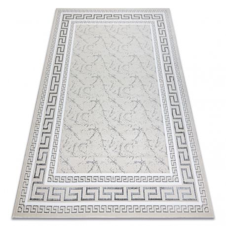 Modern GLOSS Carpet 2813 57 stylish, frame, greek ivory / grey