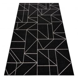 Covor sisal Floorlux 20605 negru si argint Triunghiuri, Geometric