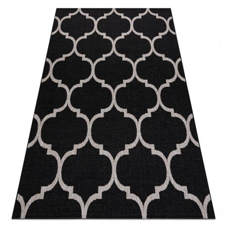 Sisal tapijt SISAL FLOORLUX 20608 , Marokkaanse klaver, trellis zwart/zilverkleuring 