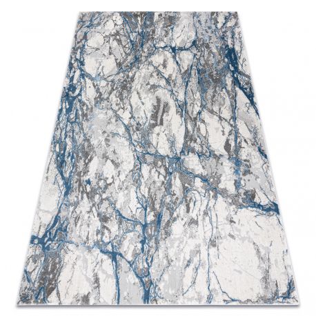 Moderne NOBLE Teppe 9962 68 Marmor, stein - strukturell to nivåer av fleece krem / blå