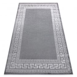 Moderní MEFE koberec 2813 vzor rámu, řecký klíč - Strukturální, dvě úrovně rouna šedá