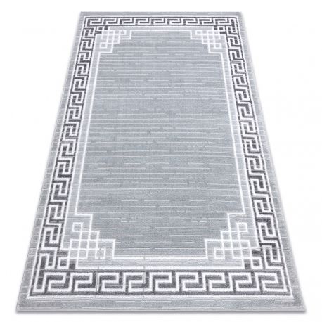 Moderní MEFE koberec 9096 vzor rámu, řecký klíč - Strukturální, dvě úrovně rouna šedá