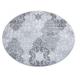 Moderný MEFE koberec okrúhly 8734 Ornamenty-Štrukturálny, dve vrstvy rúna sivá