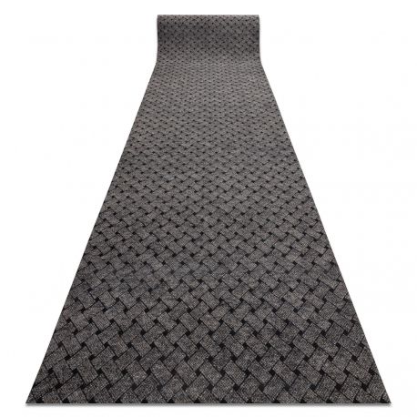 Alfombra TWIN 22994 geométrica, triangulos algodón, doble cara, Flecos ecológicos - antracita / crema