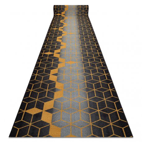 TAPIS DE COULOIR antidérapant 90 cm HEKSAGON Hexagone noir / or