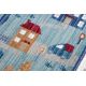 Moderní dětský koberec TOYS 7532 ULICE, 3D efekt, nepravidelný tvar, modrá, tyrkysová, krémová
