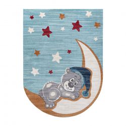 Детский ковёр TOYS 75322 плющевый Мишка для детей - современный, неправильной формы, тёмно-синий - бирюзовый / кремовый