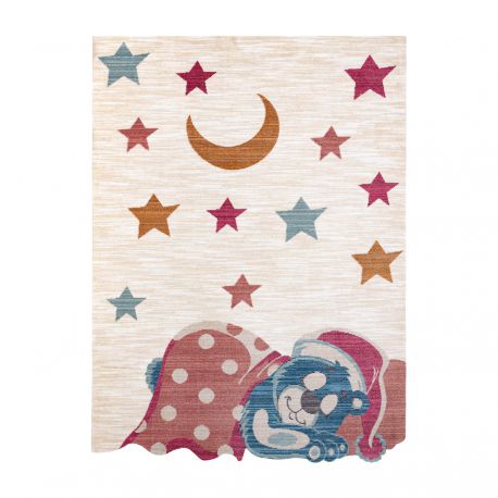 Children's carpet TOYS 75323 Teddy bear for children - modern, irregular shape navy cream / red fuchsia