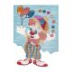 Barnmatta TOYS 75328 Clown för barn - modern, oregelbunden form, marinblå - turkos / röd fuchsia