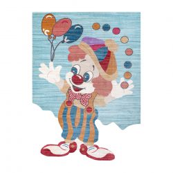 Детский ковёр TOYS 75328 Клоун для детей - современный, неправильной формы, тёмно-синий - бирюзовый / красный фуксия