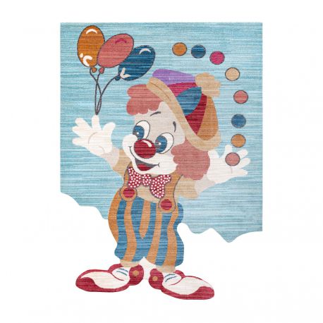 Bērnu paklājs TOYS 75328 Clown bērniem - moderns, neregulāra forma tumši zils - tirkīza / sarkans fuksija