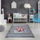 Moderní dětský koberec TOYS 75324 KOTVA, nepravidelný tvar, krémová, tyrkysová, tmavě modrá