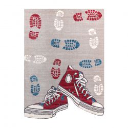 Teppich MATEO 8037/644 Klassisch Rahmen, Blumen - Strukturell grau