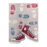 Dywan dziecięcy TOYS 75325 Trampki, buty dla dzieci - nowoczesny, nieregularny kształt szary / czerwony fuksja