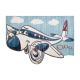 Kindertapijt TOYS 75320 Vliegtuig voor kinderen - modern, onregelmattige vorm , 3D effect , blauw - turkoois / crème