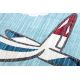 Детски килим TOYS 75320 Самолет за деца - модерен, неправилна форма, 3д ефект, тъмно син - тюркоаз, кремав