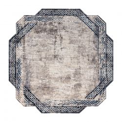 Carpet MATEO 8037/644 circle Modern frame, flowers - structural grey
