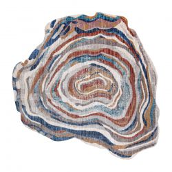 Tapis TINE 75312B Arbre Bois - moderne, forme irrégulière terre cuite / bleu