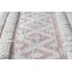 Fonott Sizal szőnyeg boho MOROC gyémánt 22297 rojt - két szintű gyapjú rózsaszín / krém, újrahasznosított szőnyeg