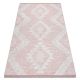 Tapete ECO SIZAL BOHO MOROC Diamantes 22312 franjas - dois níveis de lã cinza rosa / creme, tapete reciclado