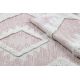Tappeto ECO SIZAL BOHO MOROC Quadri 22312 frange - due livelli di pile rosa / crema, tappeto in cotone riciclato
