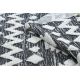 Килим EKO SIZAL BOHO MOROC зигзаг 22319 бахромою - два рівні флісу сірий / крем, перероблений килим