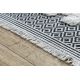 Dywan MOROC Geometryczny 22321 Ekologiczny, EKO SIZAL frędzle - dwa poziomy runa krem / szary, dywan z bawełny recyklingowanej