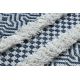 Tapis ECO SIZAL BOHO MOROC Lignes 22328 franges - deux niveaux de molleton crème / bleu foncé, tapis en coton recyclé