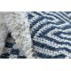 Tapete ECO SIZAL BOHO MOROC Linhas 22328 franjas - dois níveis de lã cinza creme / azul escuro, tapete reciclado