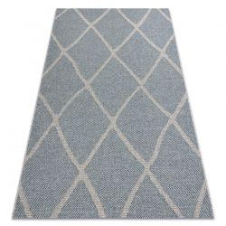 Carpet HOUSE SISAL 40345 Trellis, Flat woven, woolish effect grey / blue