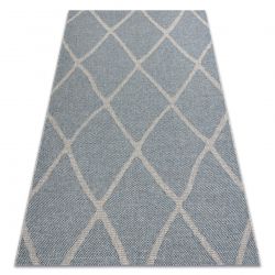Matta HOUSE SISAL 40345 gitter, Platt vävd, ullaktig effekt grå / blå