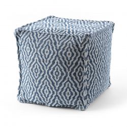 Puff KVADRAT 50 x 50 x 50 cm Boho 22084 fotstöd, för sittande mörkblå / kräm