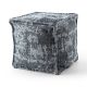 Puff Quadrato 50 x 50 x 50 cm Pouf Boho 2809 poggiapiedi, sedile di lana, grigio chiaro / antracite